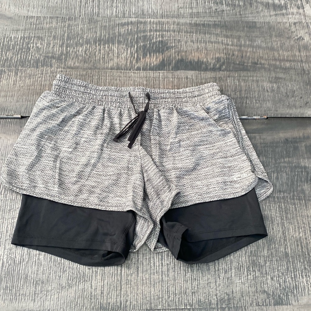 Women’s medium gray active wear shorts. Pre-owned.
